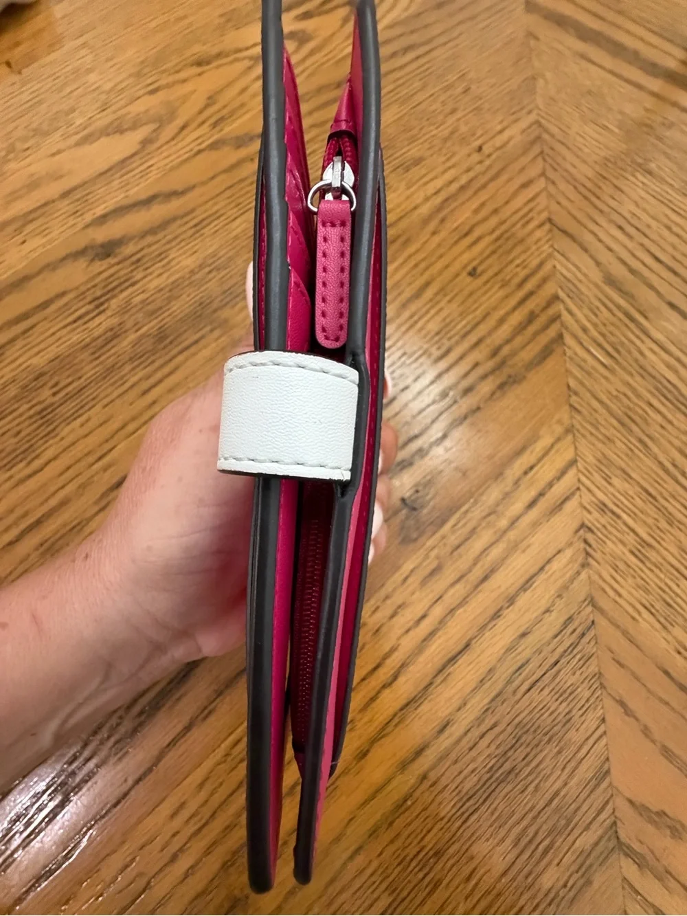 NWOT Michael Kors Pink MK Signature Wallet with White Strap